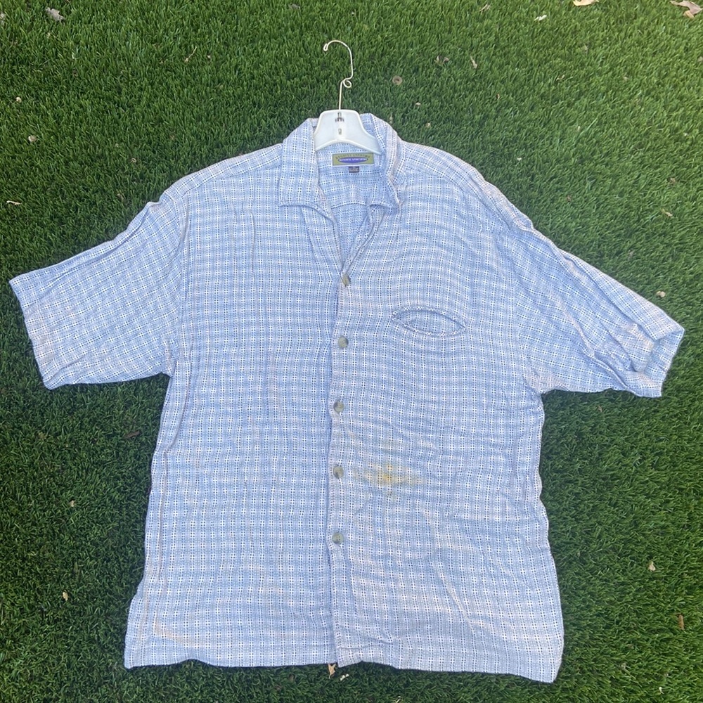 VTG Address Unknown Authentic Sportswear XL Cotton blue Button Up Dress Shirt.